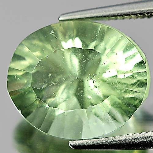 Natural Light Green Fluorite 6.35 Ct. Oval Concave Cut 12.2 x 10.4 Mm Gemstone From Brazil (1 of 3)