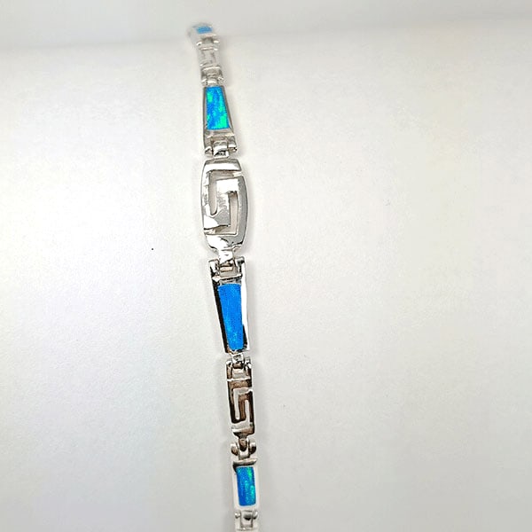 925 Sterling Silver Bracelet Jewelry with Multi Color Blue Opal Length 8 Inch. (1 of 3)