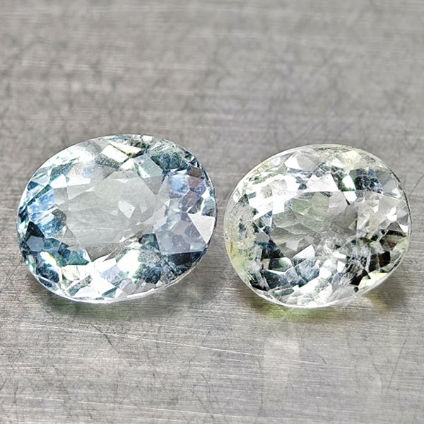 Natural Light Blue Aquamarine 1.98 Ct. 2 Pcs Oval Shape 7.1 x 5.9 Mm Gemstones From Brazil (1 of 3)