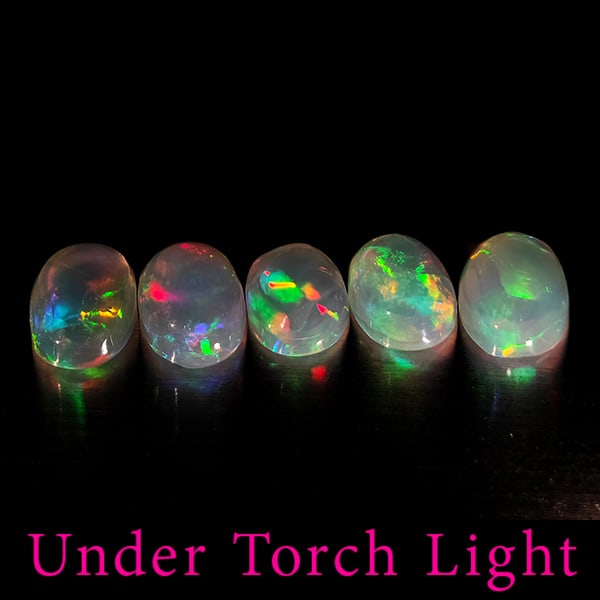 Natural Multi Color Opal 1.43 Ct. 5 Pcs Oval Cabochon Shape Gemstones From Ethiopia (1 of 3)