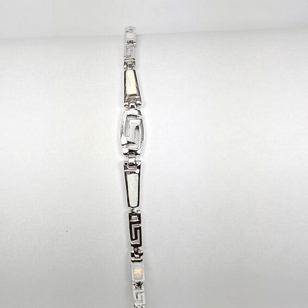 952 Sterling Silver Bracelet Jewelry with Multi Color Opal Length 8 Inch. (1 of 3)