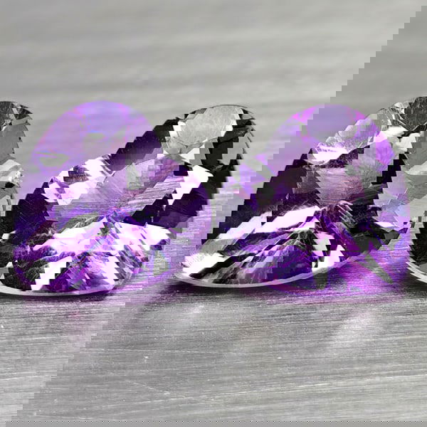 Natural Purple Amethyst 1.33 Ct. 2 Pcs Heart Shape 6.1 Mm Gemstones From Brazil (1 of 3)