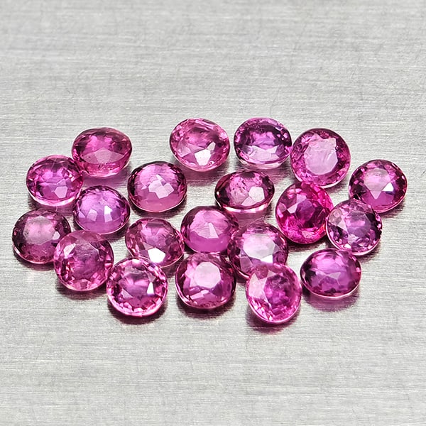 Natural Pinkish Red Ruby 1.25 Ct. 20 Pcs Round Shape 2.3 Mm Gemstones From Thailand (1 of 3)