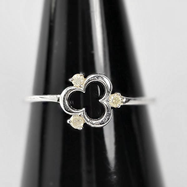 925 Sterling Silver Ring Jewelry 0.96 G. With Natural Diamond 0.06 Ct. Size 6.5 (1 of 3)