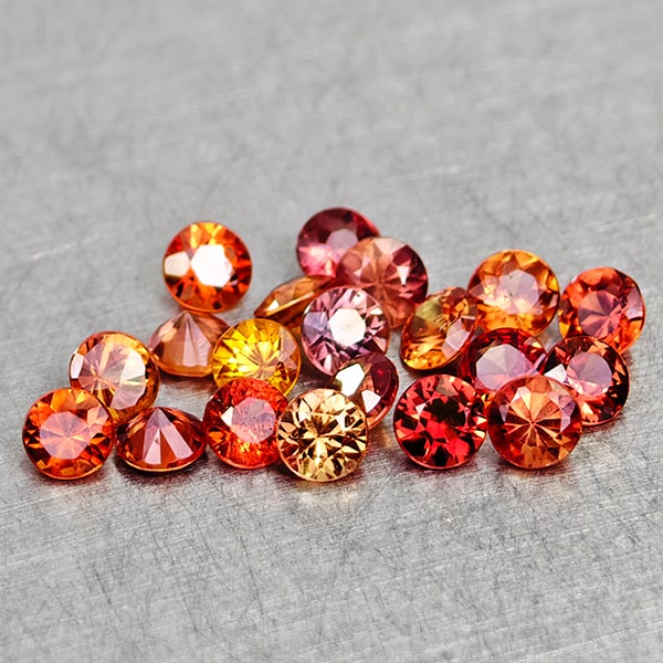 Natural Orange Red Songea Sapphire 1.70 Ct. 20 Pcs Round Diamond Cut 2.5 Mm Gemstones From Tanzania: Product ID: 806162058 Product Name: Natural Red Sapphire Weight: 1.70 CT. Size: 2.5 x 2.5 x 1.6 MM. Shape: Round Diamond Cut Color: Red Orange Clarity:VSI Luster: Good Gems Origin: Tanzania Treatment: