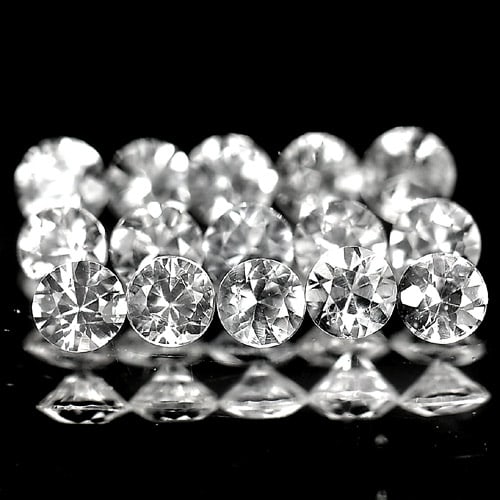 Natural White Sapphire 0.85 Ct. 15 Pcs. Round Diamond Cut 2.3 Mm. Gemstones From Sri Lanka: Product ID: 806152389 Product Name: Natural White Sapphire Weight: 0.85 CT. Size: 2.3 x 2.3 x 1.4 MM. Shape: Round Diamond Cut Color: White Clarity:VVS-VSI Luster: Good Gems Origin: Ceylon,Sri - Lanka