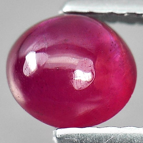 Natural Red Pink Ruby 0.83 Ct. Oval Cabochon Shape 5.7 x 5.1 Mm Gemstone From Madagascar: Product ID: 805904990 Product Name: Natural Ruby Weight: 0.83 CT. Size: 5.7 x 5.1 x 2.9 MM. Shape: Oval Cabochon Color: Red Clarity:Opaque Luster: Good Gems Origin: Madagascar Treatment: Heated Lead-g