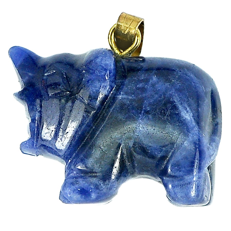 Natural Blue Sodalite 21.11 Ct. Elephant Carving with Nickel Pendant Gemstone From USA (1 of 3)