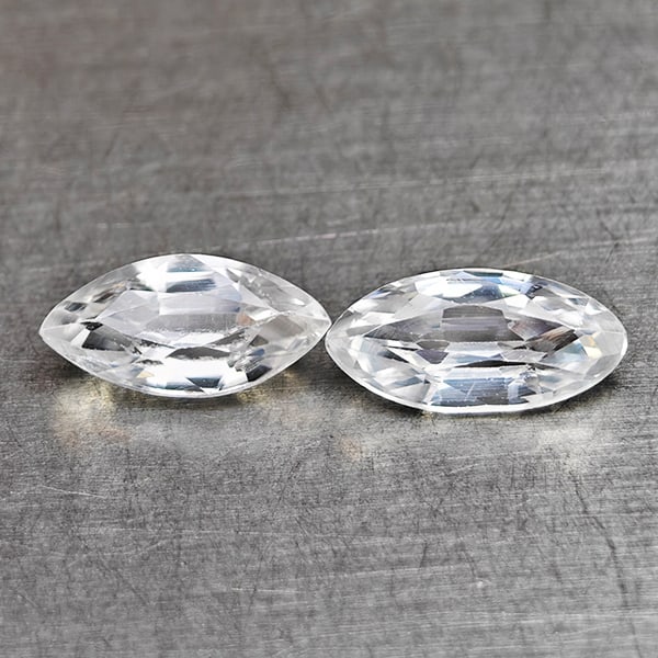 Natural White Zircon 1.60 Ct. 2 Pcs Marquise Shape 8 x 3.9 Mm Gemstones From Cambodia (1 of 3)