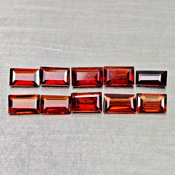 Natural Orangish Red Garnet 3.28 Ct. 10 Pcs Baguette Shape 5 x 3.1 Mm Gemstones From Tanzania (1 of 3)