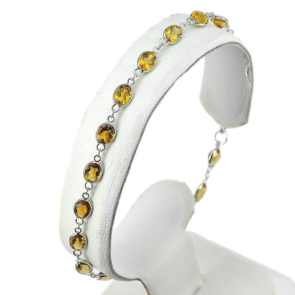 Natural Yellow Citrine 925 Sterling Silver Bracelet Jewelry 2.06 G. Length 7.5 Inch. (1 of 3)