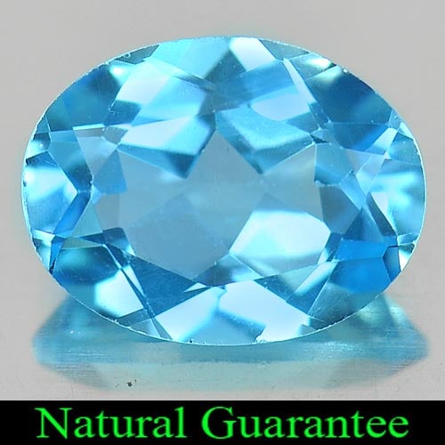 Natural Swiss Blue Topaz 1.98 Ct. Oval Shape 9 x 7 Mm Gemstone From Brazil (1 of 3)