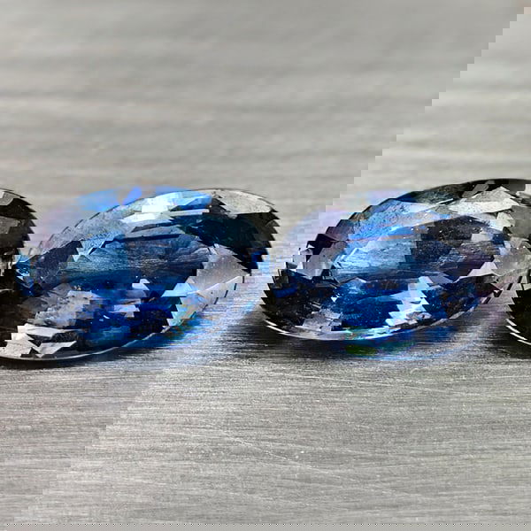 Natural Blue Songea Sapphire 0.91 Ct. 2 Pcs Oval Shape 5.8 x 4 Mm Gemstones From Tanzania (1 of 3)