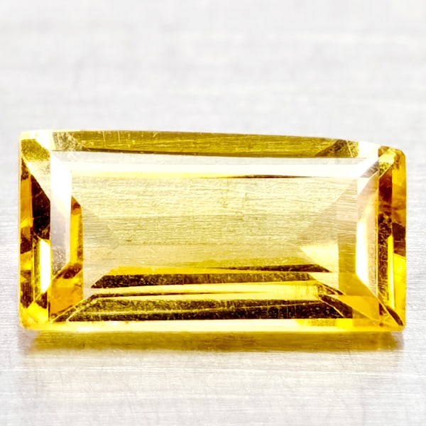 Natural Yellow Citrine 1.40 Ct. Clean Baguette Shape 10 x 5.1 Mm Gemstone From Brazil: Product ID: 801815046 Product Name: Natural Citrine Weight: 1.40 CT. Size: 10 x 5 x 3.5 MM. Shape: Baguette Color: Yellow Clarity:If Luster: Good Gems Origin: Brazil Treatment: Unheated Crystal Struct