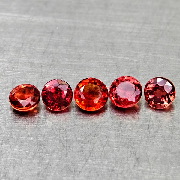 Natural Red Orangish Songea Sapphire 0.90 Ct. 5 Pcs Round Shape 3.2 Mm Gemstones From Tanzania: Product ID: 806162077 Product Name: Natural Red Sapphire Weight: 0.90 CT. Size: 3.2 x 3.2 x 1.9 MM. Shape: Round Color: Red Orange Clarity:VSI Luster: Good Gems Origin: Tanzania Treatment: Heated Crys