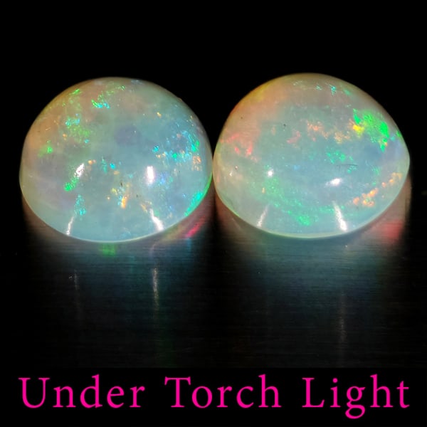 Natural Multi Color Opal 1.78 Ct. 2 Pcs Round Cabochon Shape 7 Mm Gemstones From Ethiopia (1 of 3)