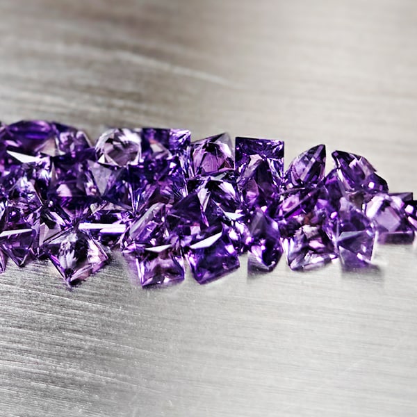 Natural Purple Amethyst 2.91 Ct. 50 Pcs. VVS Square Princess Cut 2.4 x 1.9 Mm. Gemstones From Brazil (1 of 3)