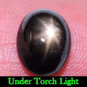 Natural Black Star Sapphire 6 Rays 2.82 Ct. Oval Cabochon Shape 8.7 x 6.9 Mm Gemstone From Thailand (1 of 3)