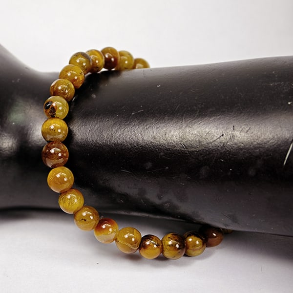 Natural Yellow Brown Color Tigers Eye 51.20 Ct. Beads Bracelet Length 6 Inch. (1 of 3)
