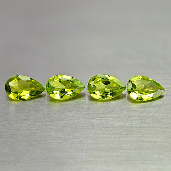 Natural Green Peridot 2.99 Ct. 4 Pcs. VVS Pear Shape 7.9 x 5 Mm Gemstones From Pakistan (1 of 3)
