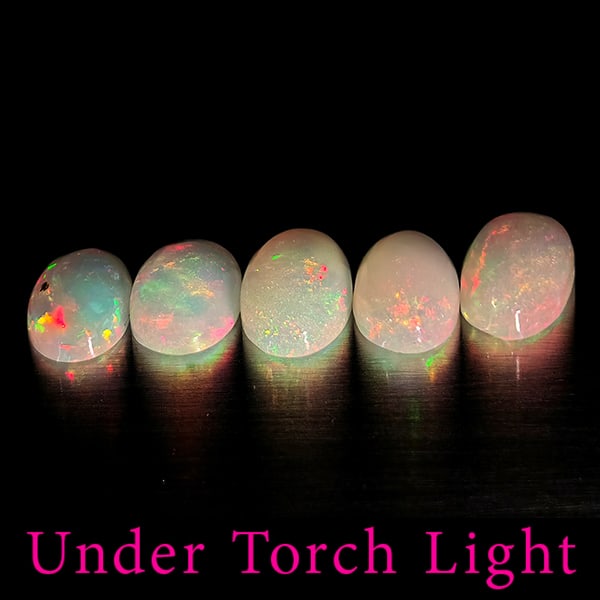 Natural Multi Color Opal 1.45 Ct. 5 Pcs Oval Cabochon Shape 6 x 4.1 Mm Gemstones From Ethiopia (1 of 3)