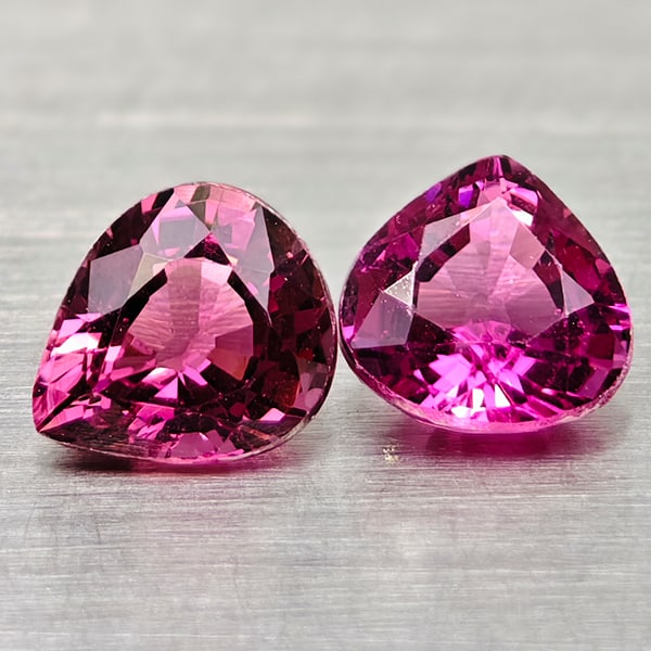 Natural Pink Tourmaline 0.95 Ct. 2 Pcs Pear Shape 5.5 x 4.7 Mm Gemstones From Nigeria: Product ID: 807250797 Product Name: Natural Tourmaline Weight: 0.95 CT. Size: 5.5 x 4.7 x 4.2 MM. Shape: Pear Shape Color: Party Color Pink Clarity:VSI Luster: Good Gems Origin: Nigeria Treatment: Unh
