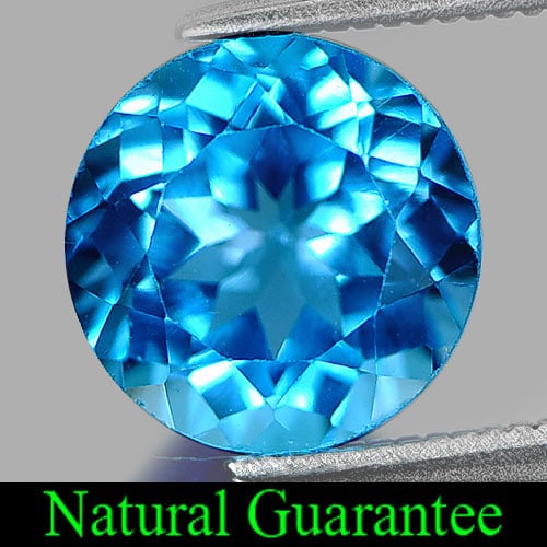 Natural Swiss Blue Topaz 3.43 Ct. Round Shape 9.1 Mm Gemstone from Brazil: Product ID: 807158463 Product Name: Natural Blue Topaz Weight: 3.43 CT. Size: 9.1 x 9.1 x 5.9 MM. Shape: Round Color: Swiss Blue Clarity:IF Luster: Very Good Gems Origin: Brazil Treatment: Treated Cry