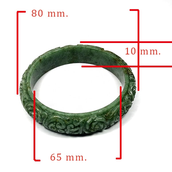 Natural Green Jade Bangle Carving 350.00 Ct. Diameter 65 Mm. Gemstone (1 of 3)