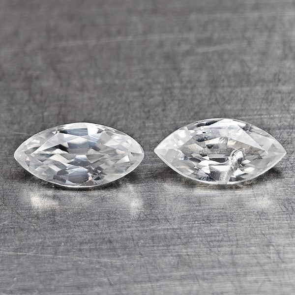 Natural White Zircon 1.80 Ct. 2 Pcs Marquise Shape 8.2 x 4.1 Mm Gemstones From Cambodia: Product ID: 807742896 Product Name: Natural Zircon Weight: 1.80 CT. Size: 8.2 x 4.1 x 2.9 MM. Shape: Marquise Color: White Clarity:VSI Luster: Very Good Gems Origin: Cambodia Treatment: Heated Crystal