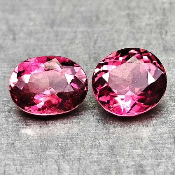 Natural Party Color Pink Tourmaline 1.21 Ct. 2 Pcs Oval Shape 5.6 x 5.2 Mm Gemstones From Nigeria (1 of 3)