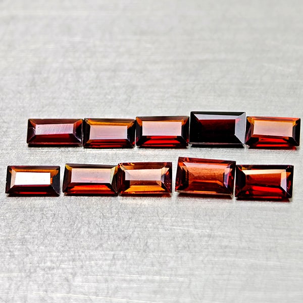 Natural Orangish Red Garnet 2.74 Ct. 10 Pcs Baguette Shape 5.1 x 3.2 Mm Gemstones From Tanzania: Product ID: 802936468 Product Name: Natural Red Garnet Weight: 2.74 CT. Size: 5.1 x 3.2 x 2.2 MM. Shape: Baguette Color: Orangish Red Clarity:VSI Luster: Very Good Gems Origin: Tanzania Treatment: Unh