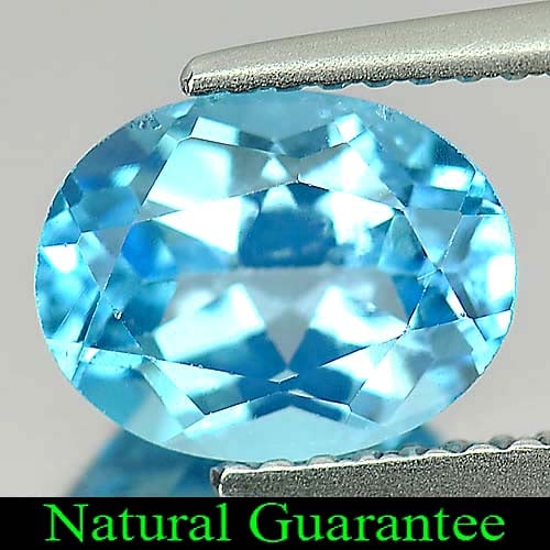 Natural Swiss Blue Topaz 2.35 Ct. Oval Shape 9.1 x 7.1 Mm Gemstone From Brazil: Product ID: 807163263 Product Name: Natural Blue Topaz Weight: 2.35 CT. Size: 9.1 x 7.1 x 5 MM. Shape: Oval Color: Swiss Blue Clarity:VSI Luster: Good Gems Origin: Brazil Treatment: Treated Crystal St