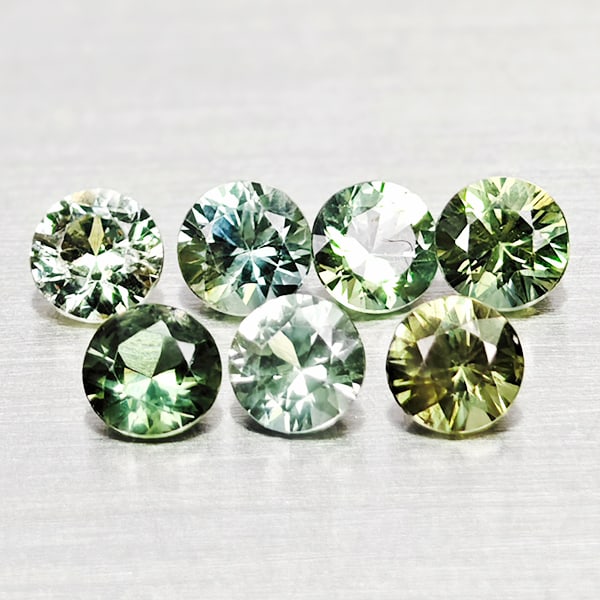 Natural Green Sapphire 1.00 Ct. 7 Pcs Round Diamond Cut Gemstones From Thailand (1 of 3)