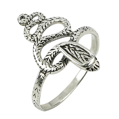 925 Sterling Silver Ring Jewelry Snake Wrap with Marcasite 2.60 Grams Size 8.5 (1 of 3)