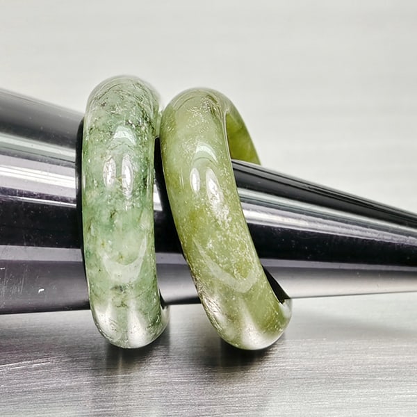 Natural Multi Color Jade 24.47 Ct. 2 Pcs Round Cabochon Rings Size 4.5 Gemstones From Burma (1 of 3)