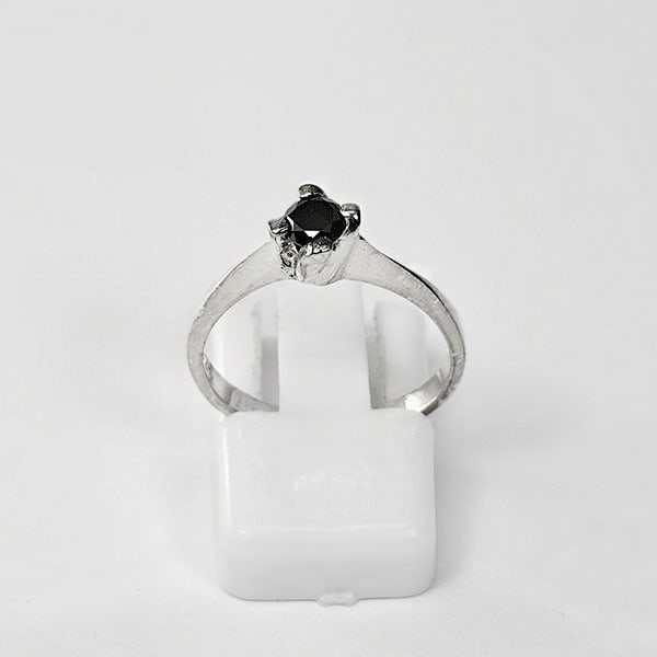 925 Sterling Silver Ring Jewelry 1.46 G. With Natural Diamond 0.33 Ct. Size 6 From Belgium (1 of 3)