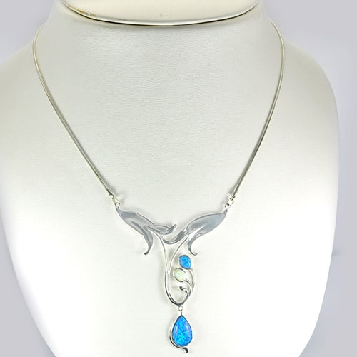 925 Sterling Silver Necklace Jewelry Length 22 Inch. with Multi Color Created Opal 12.20 Grams: Product ID: 280240002 / Product Name: Sterling Silver Necklace / Product Type: 925 Sterling Silver Fine Jewelry / Jewelry Weight: 12.20 Grams. / Gemstones Color: Multi-Color / Metal: Solid Silver 92.5