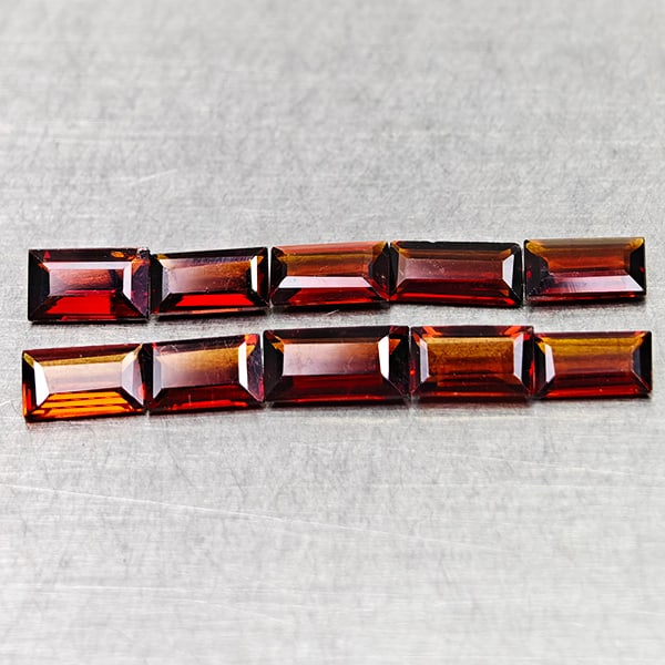 Natural Orangish Red Garnet 2.81 Ct. 10 Pcs Baguette Shape 4.9 x 3 Mm Gemstones From Tanzania: Product ID: 802936515 Product Name: Natural Red Garnet Weight: 2.81 CT. Size: 4.9 x 3 x 1.9 MM. Shape: Baguette Color: Orangish Red Clarity:VSI Luster: Very Good Gems Origin: Tanzania Treatment: Unhea