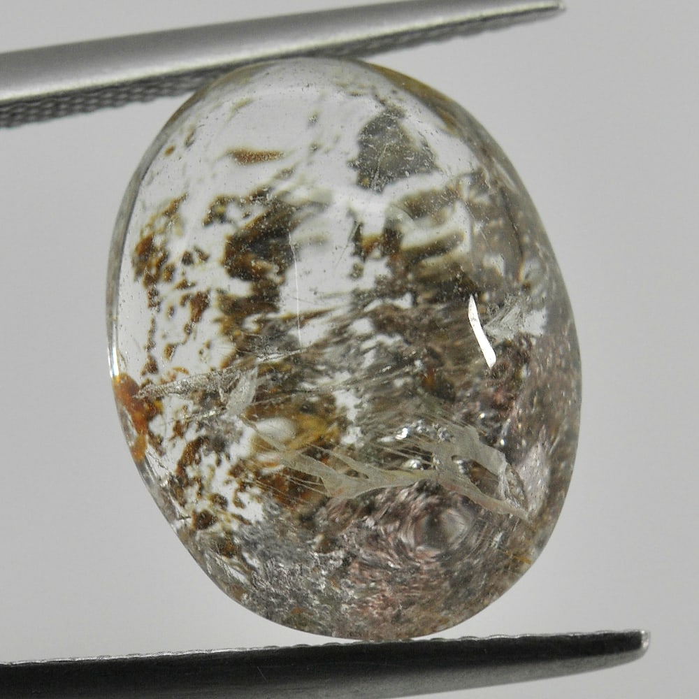 Natural Moss Quartz 13.00 Ct. Oval Cabochon 16.9 x 13.2 Mm. Gemstone From Thailand: Product ID: 805529449 Product Name: Natural Quartz Weight: 13.00 CT. Size: 16.9 x 13.2 x 8.6 MM. Shape: Oval Cabochon Color: White Clarity:Semi - Transparent Luster: Good Gems Origin: Thailand Treatme