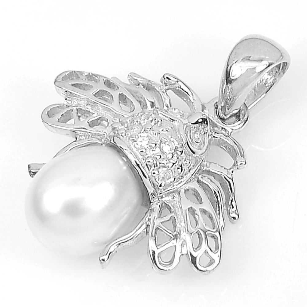 Natural White Pearl 925 Sterling Silver Pendant Jewelry 2.52 Grams (1 of 3)