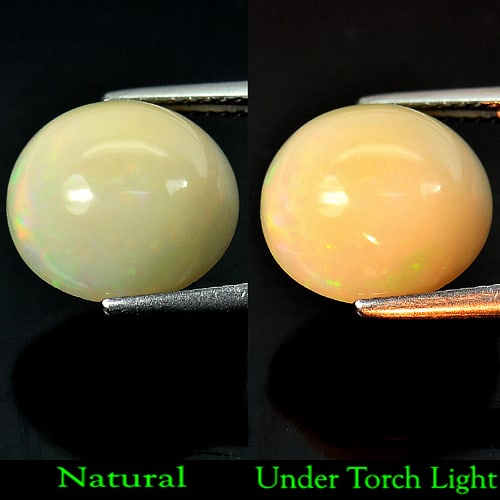 Natural Multi Color Opal 5.21 Ct. Oval Shape 12.6 x 11.7 Mm. Gemstone From Ethiopia (1 of 3)