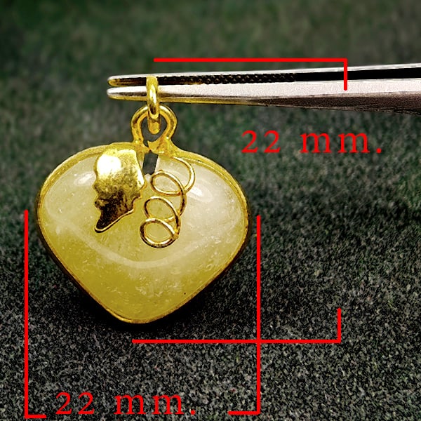 Natural Honey Jade 33.05 Ct. Heart Nickel Pendant 22 x 22 Mm. Gemstone From Thailand (1 of 3)