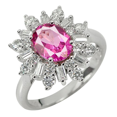 Natural Pink Topaz 925 Sterling Silver Ring Jewelry 5.29 Grams Size 7.5 (1 of 3)