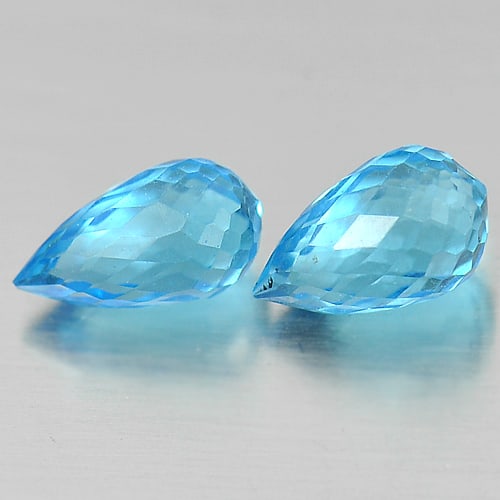 Natural Blue Topaz 1.90 Ct. 2 Pcs. VVS Briolette Cut 7 x 4.2 Mm. Gemstones From Brazil: Product ID: 807151236 Product Name: Natural Blue Topaz Weight: 1.90 CT. Size: 7 x 4.2 x 4.2 MM. Shape: Briolette Color: Blue Clarity:VVS Luster: Good Gems Origin: Brazil Treatment: Treated Crystal Str
