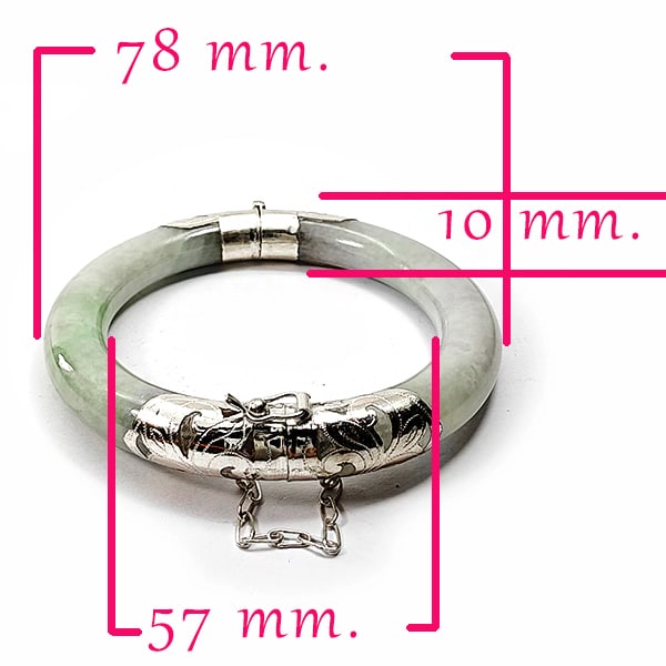 Natural Multi Color Jade Bangle 316.73 Ct. with Silver Diameter 57 Mm. (1 of 3)