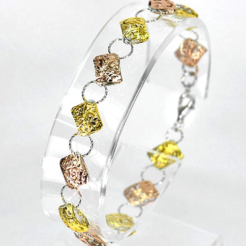 925 Sterling Silver Bracelet Jewelry Three Color Beautiful Design Length 7 Inch. (1 of 3)