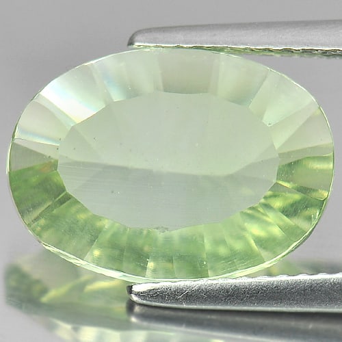 Natural Green Fluorite 5.90 Ct. Oval Concave Cut 14.2 x 10.4 Mm Gemstone From Brazil: Product ID: 802704651 Product Name: Natural Fluorite Weight: 5.90 CT. Size: 14.2 x 10.4 x 5.6 MM. Shape: Oval Concave Cut Color: Green Clarity:VSI Luster: Good Gems Origin: Brazil Treatment: Unheated 