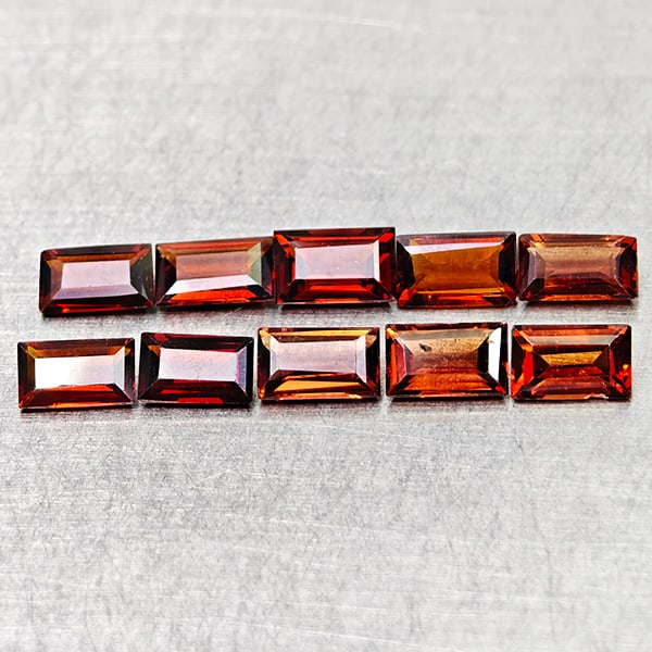 Natural Orangish Red Garnet 2.66 Ct. 10 Pcs Baguette Shape 5.9 x 3.1 Mm Gemstones From Tanzania (1 of 3)