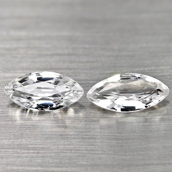 Natural White Color Zircon 1.32 Ct. 2 Pcs. Marquise Shape 7.6 x 3.8 Mm Gemstones From Cambodia: Product ID: 807742955 Product Name: Natural Zircon Weight: 1.32 CT. Size: 7.6 x 3.8 x 2.8 MM. Shape: Marquise Color: White Clarity:VSI Luster: Good Gems Origin: Cambodia Treatment: Heated Crystal Stru