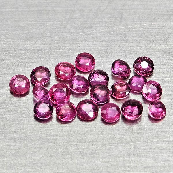 Natural Pinkish Red Ruby 1.14 Ct. 20 Pcs Round Shape 2.3 Mm. Gemstones From Thailand (1 of 3)